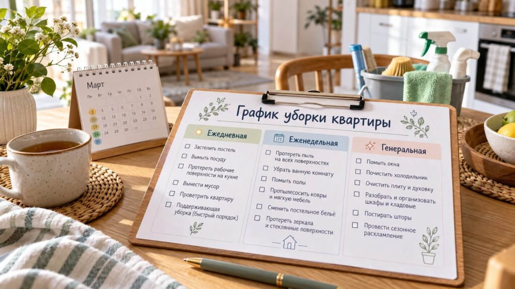 График уборки квартиры: полезные советы домохозяйкам